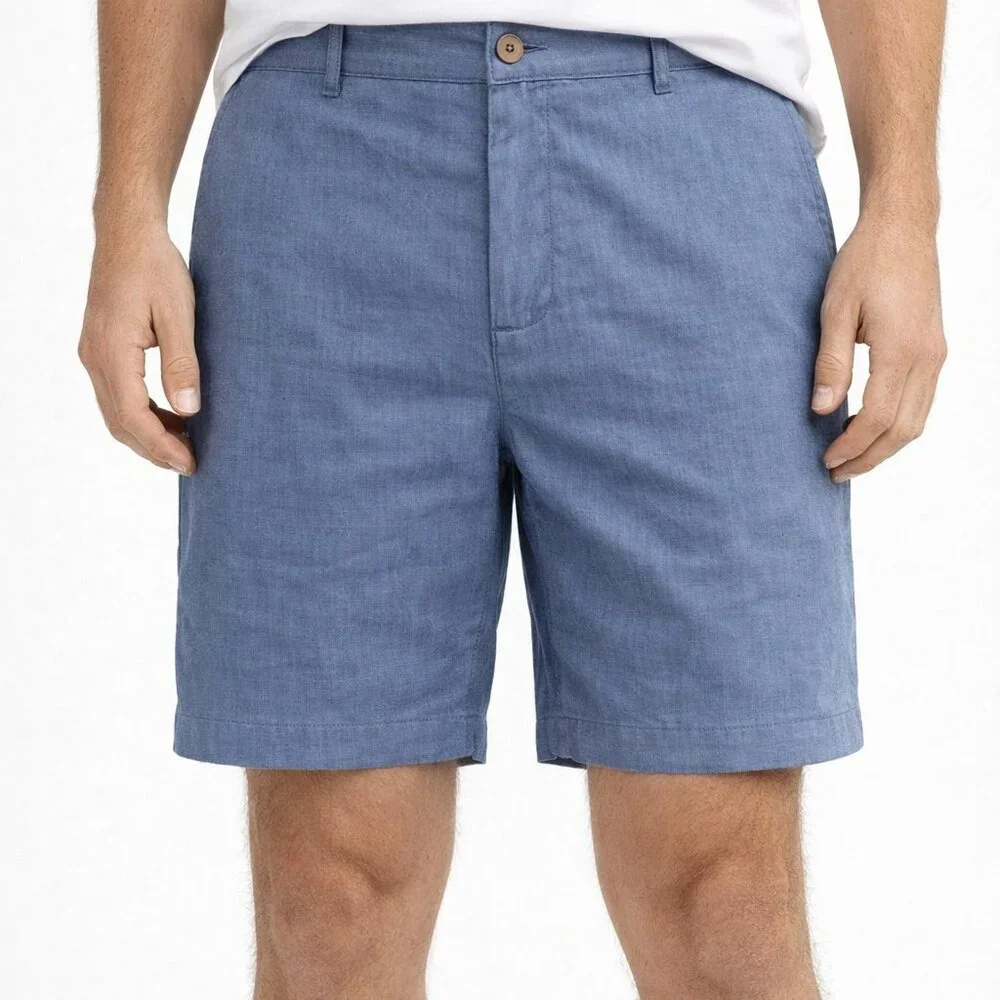 Faherty Tradewinds Linen Blend Shorts Blue